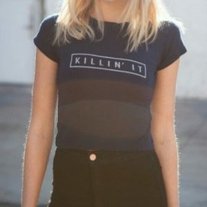 BRANDY MELVILLE Killin’ It Navy Blue Tee
